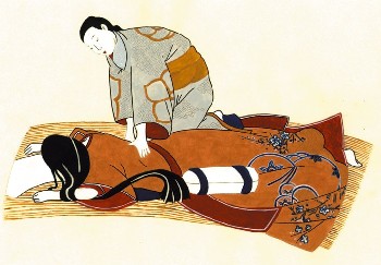 Ilustración sobre el masaje tradicional japonés, Shiatsu